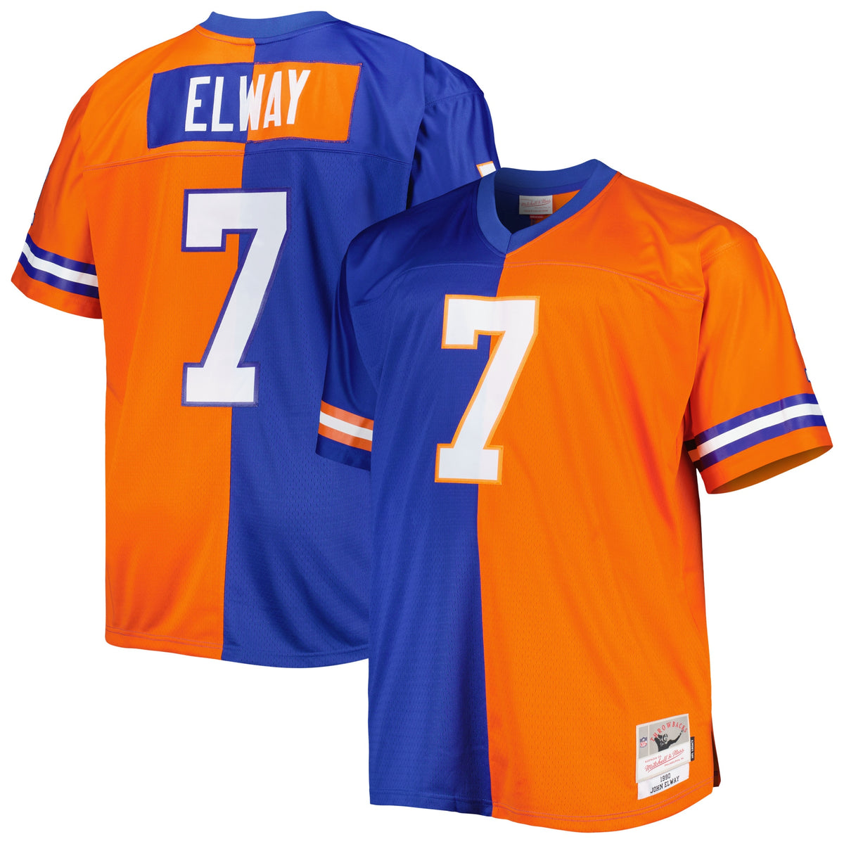 John Elway Denver Broncos Mitchell Ness Big Tall Split Legacy Retired Player Replica Jersey Royal-Orange