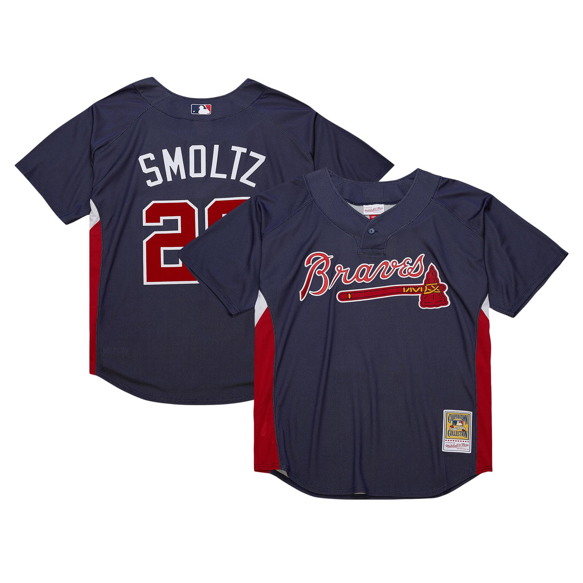 John Smoltz Atlanta Braves Mitchell Ness Cooperstown Collection Mesh Batting Practice Jersey Navy