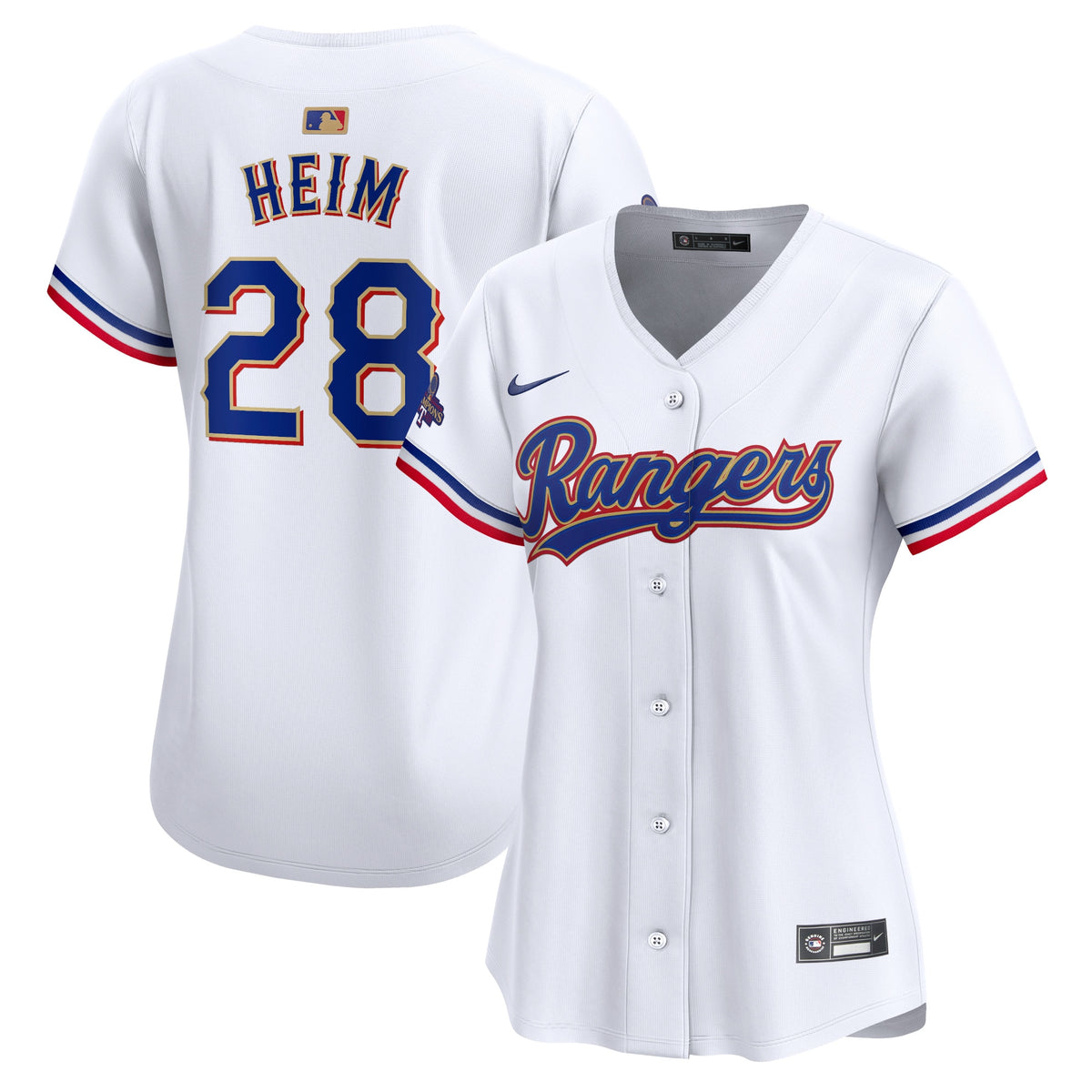Jonah Heim Texas Rangers Nike Women's 2024 Gold Collection Limited Player Jersey White