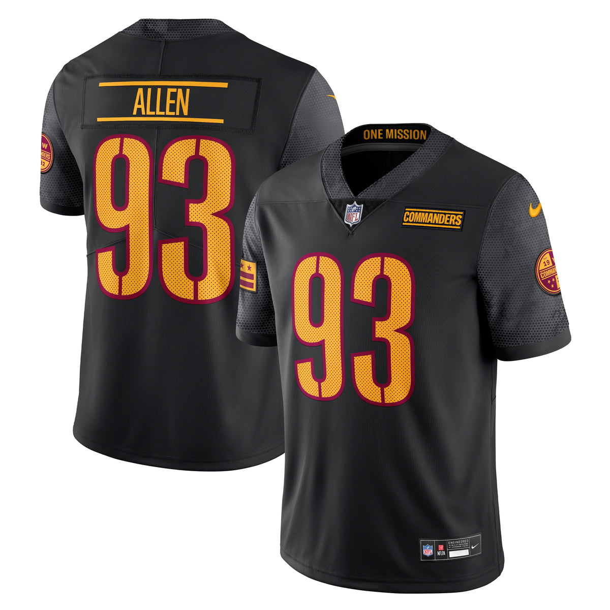 Jonathan Allen Washington Commanders Nike Alternate Vapor Untouchable Limited Jersey Black