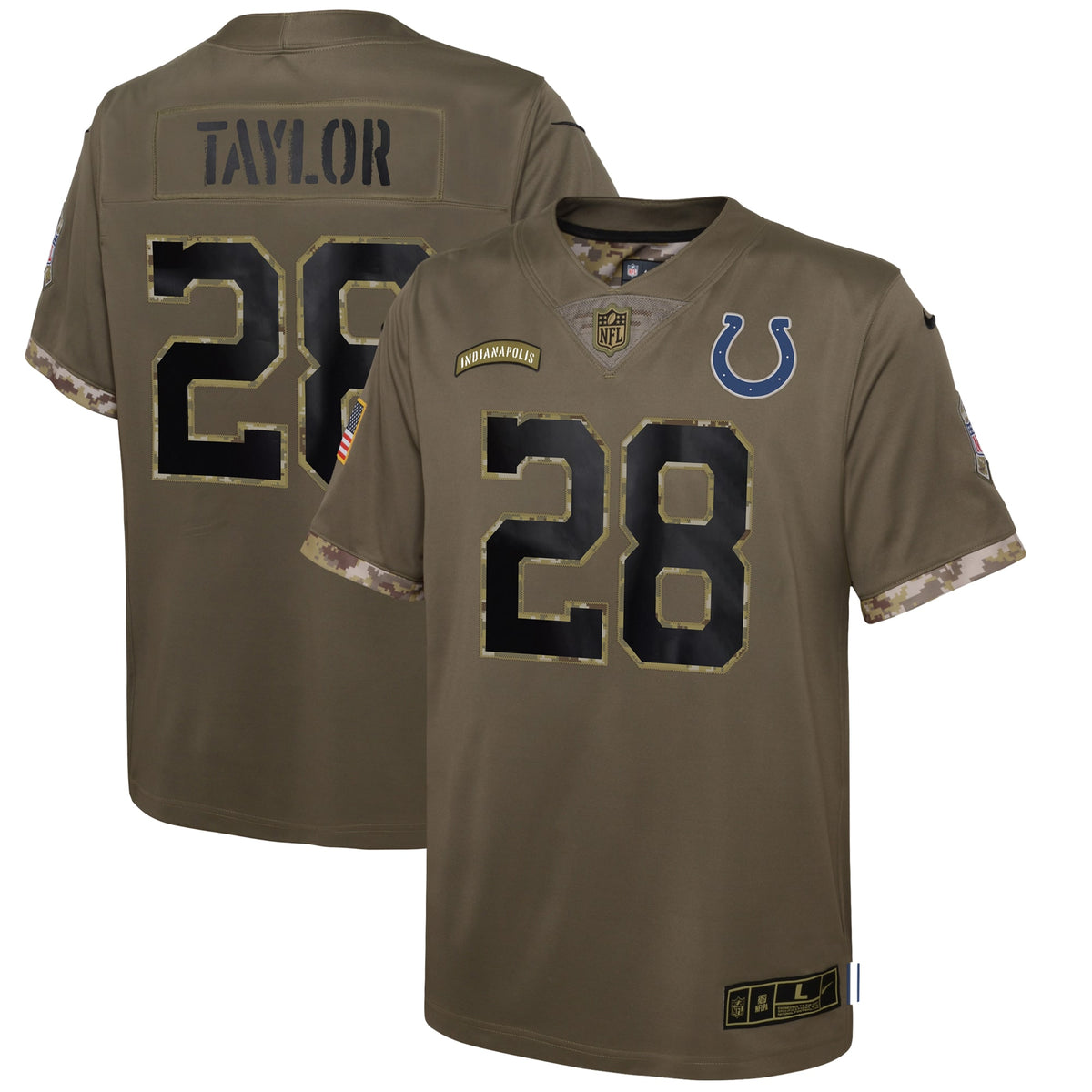 Jonathan Taylor Indianapolis Colts Nike Youth 2022 Salute To Service Player Limited Jersey Olive