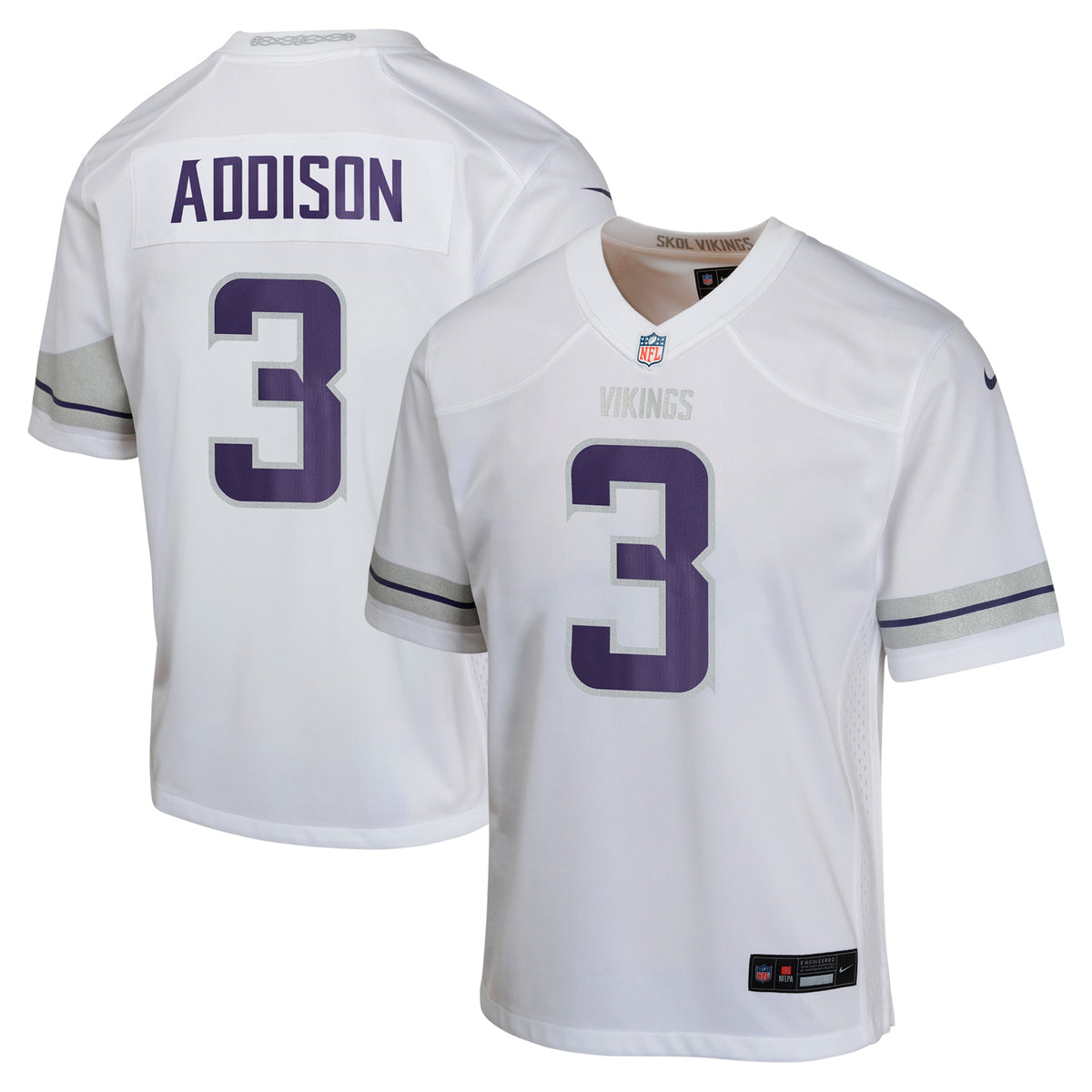 Jordan Addison Minnesota Vikings Nike Youth Alternate Game Jersey White