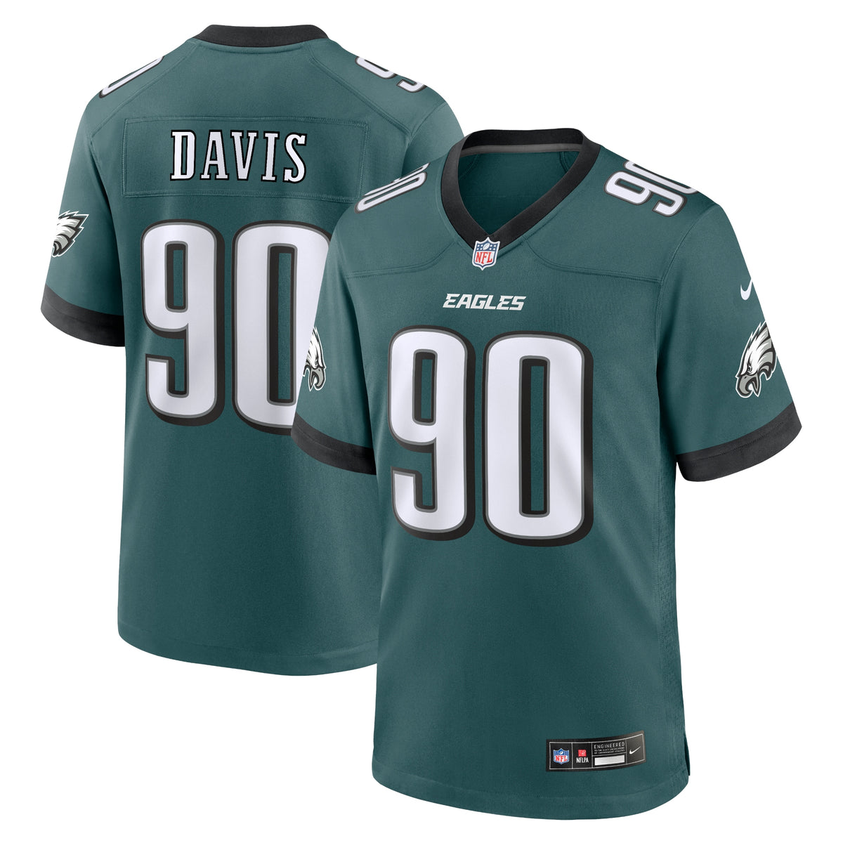 Jordan Davis Philadelphia Eagles Nike Team Game Jersey Midnight Green