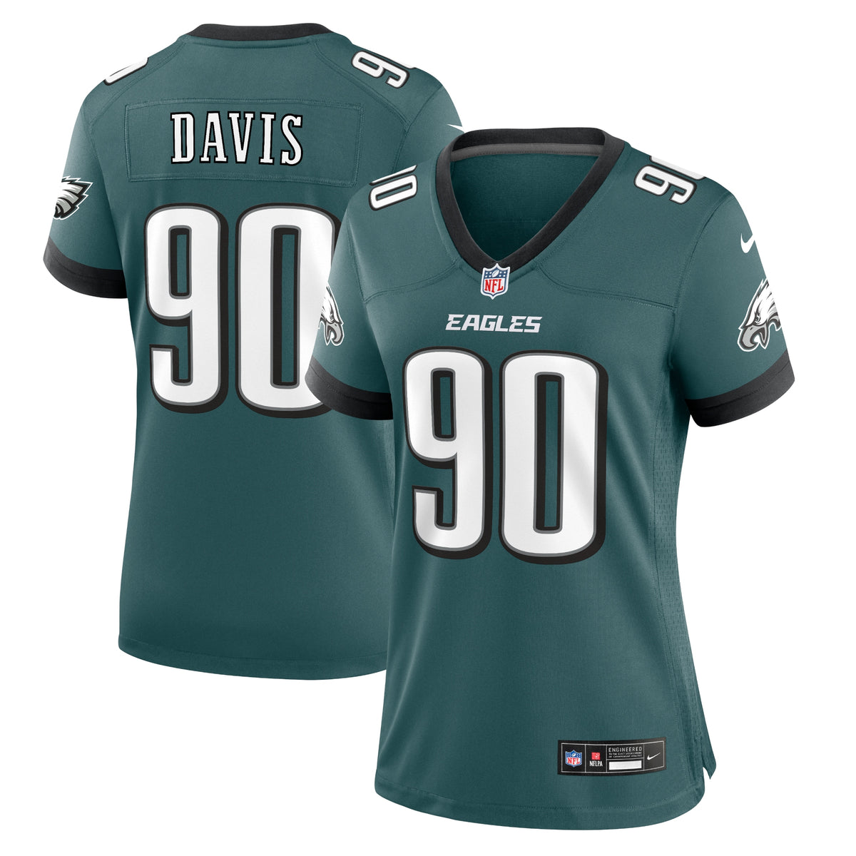 Jordan Davis Philadelphia Eagles Nike Women's Team Game Jersey Midnight Green