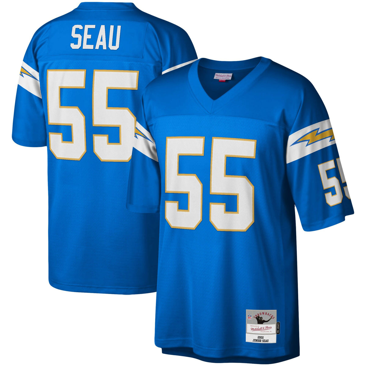 Junior Seau Los Angeles Chargers Mitchell Ness Big Tall 2002 Retired Player Replica Jersey Powder Blue
