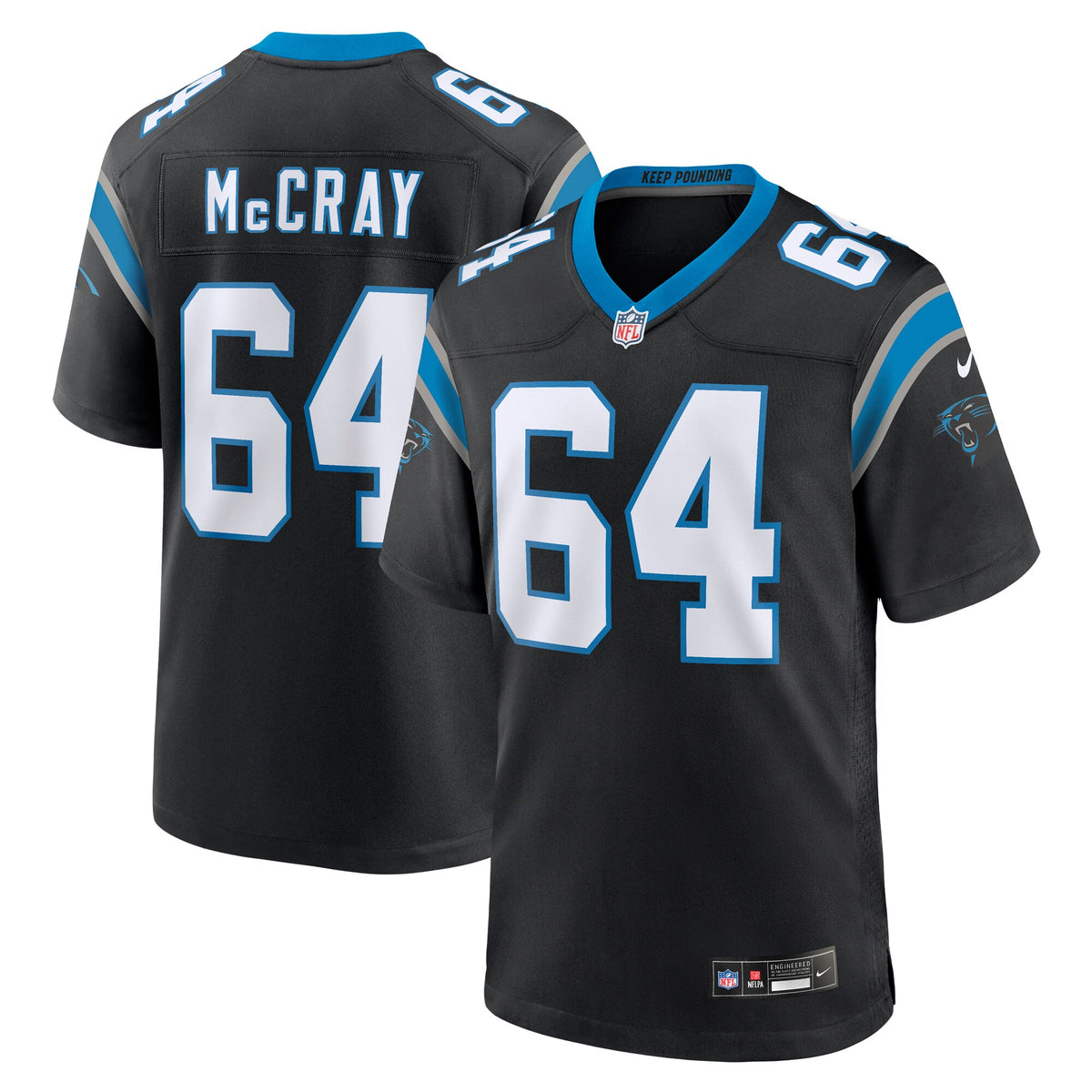 Justin McCray Carolina Panthers Nike Team Game Jersey Black