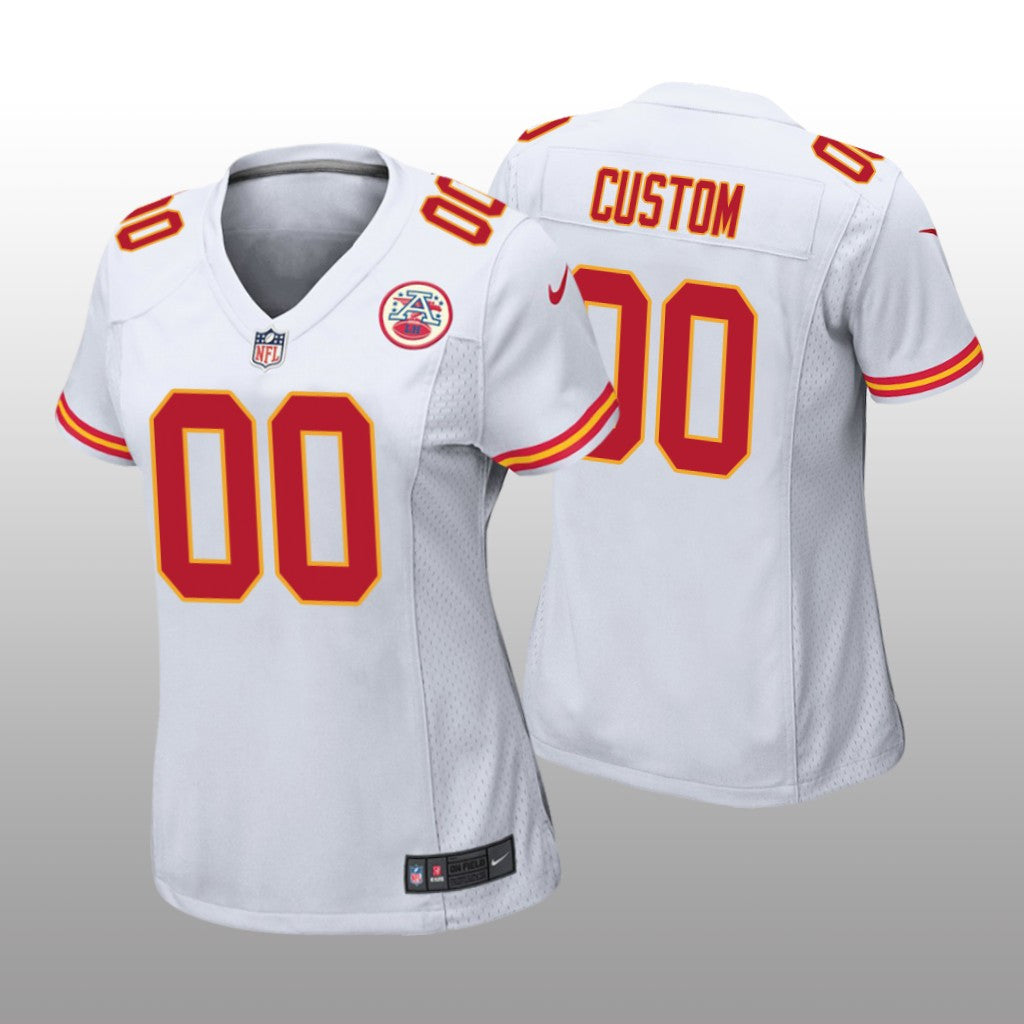 Kansas City Chiefs #00 White Custom Game Jersey Women's