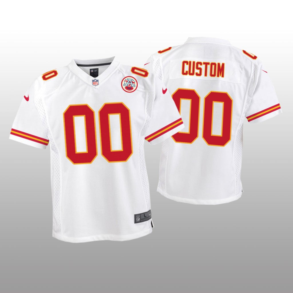 Kansas City Chiefs #00 White Custom Game Jersey Youth