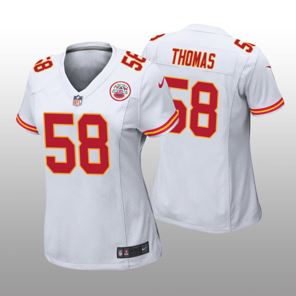 Kansas City Chiefs #58 White Derrick Thomas Game Jersey Women's