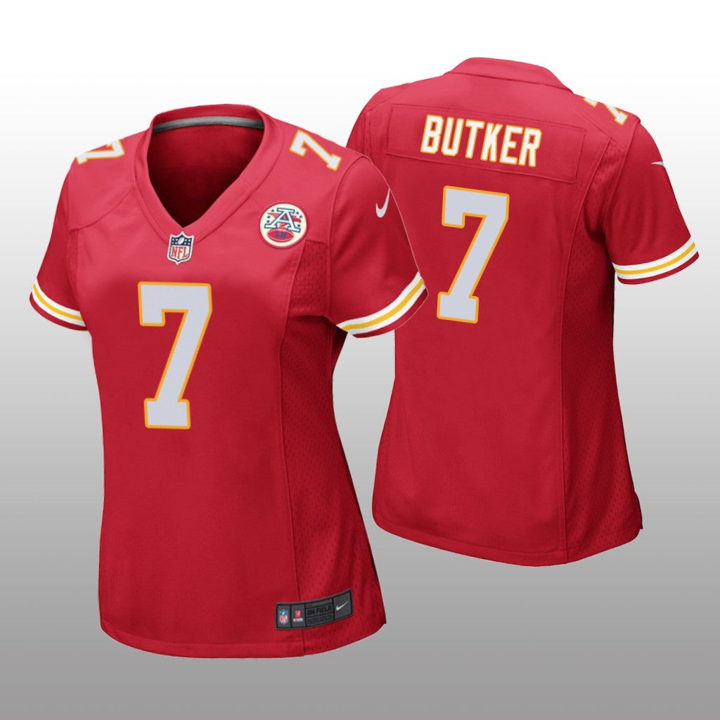 Kansas City Chiefs #7 Red Harrison Butker Game Jersey Women
