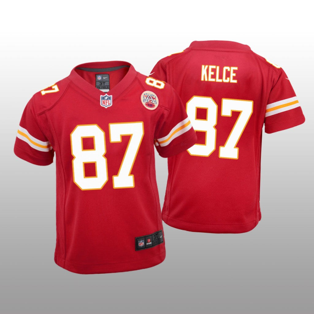 Kansas City Chiefs #87 Red Travis Kelce Game Jersey Youth