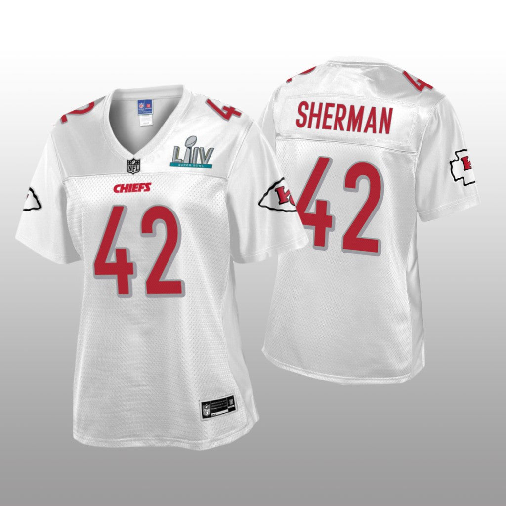 Kansas City Chiefs Anthony Sherman White Jersey Super Bowl LIV Champions Women's