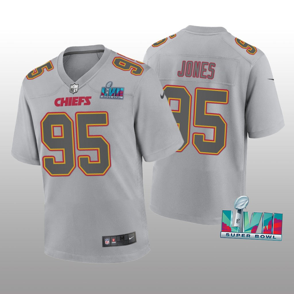 Kansas City Chiefs Chris Jones Gray Atmosphere Jersey Super Bowl LVII Youth