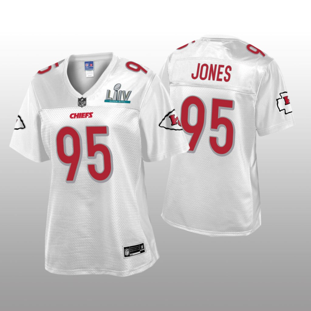 Kansas City Chiefs Chris Jones White Jersey Super Bowl LIV Champions Women's