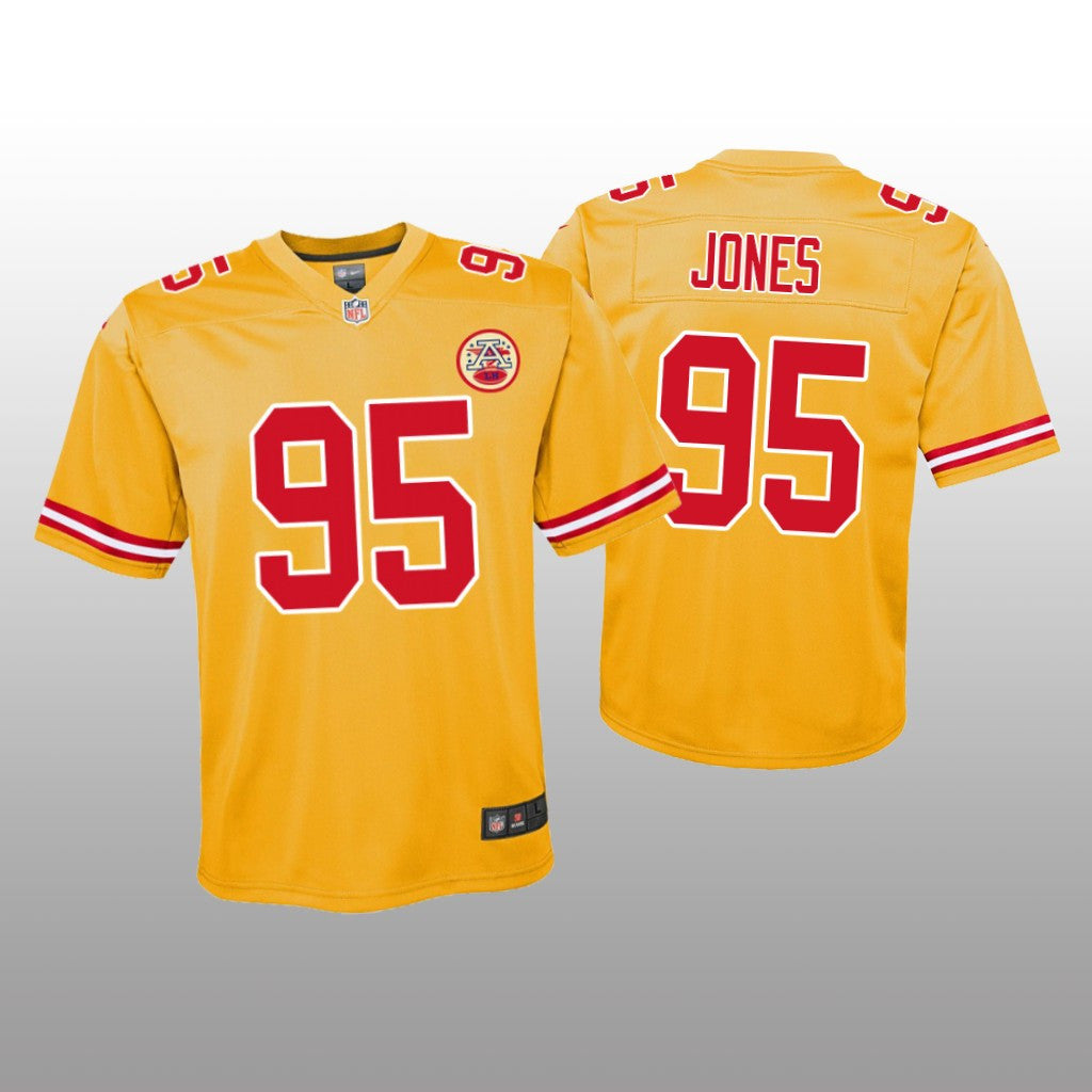 Kansas City Chiefs Chris Jones Yellow Jersey Inverted Game Youth