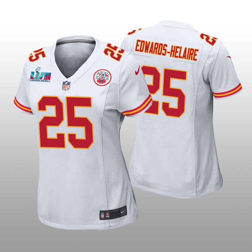 Kansas City Chiefs Clyde Edwards-Helaire White Game Jersey Super Bowl LVII Women's