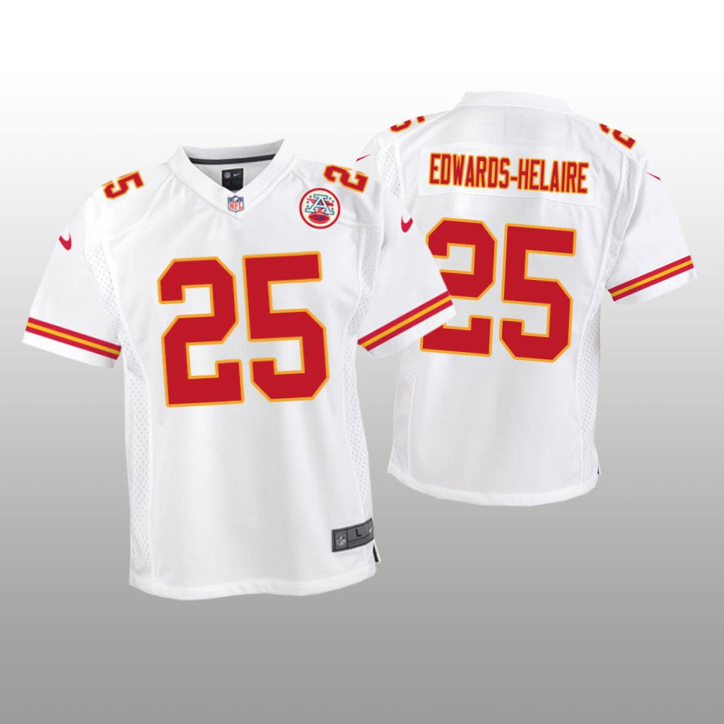 Kansas City Chiefs Clyde Edwards-Helaire White Jersey Game Youth