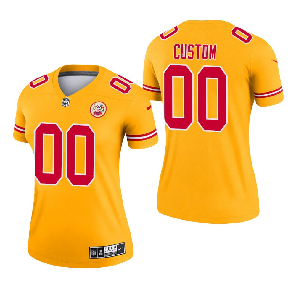 Kansas City Chiefs Custom Gold Jersey Inverted Legend Women's