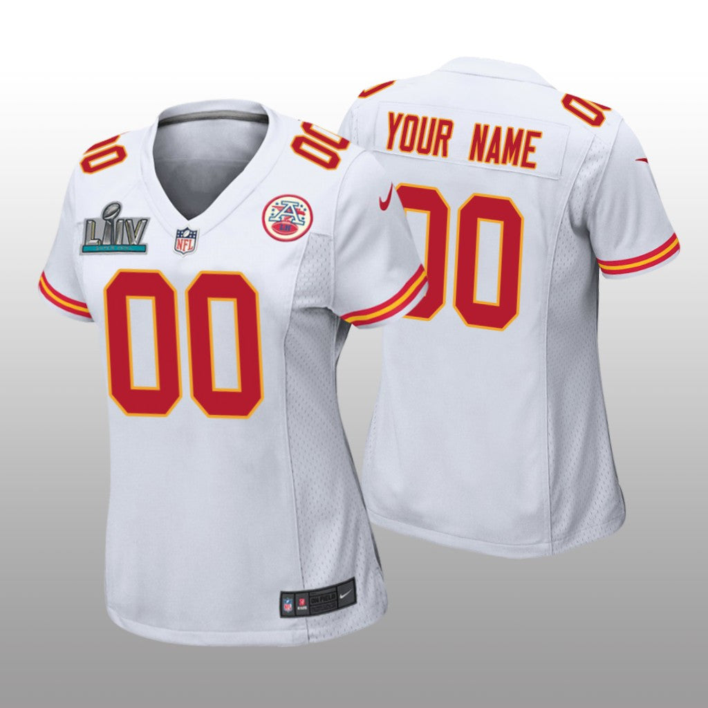 Kansas City Chiefs Custom White Game Jersey Super Bowl LIV Women's
