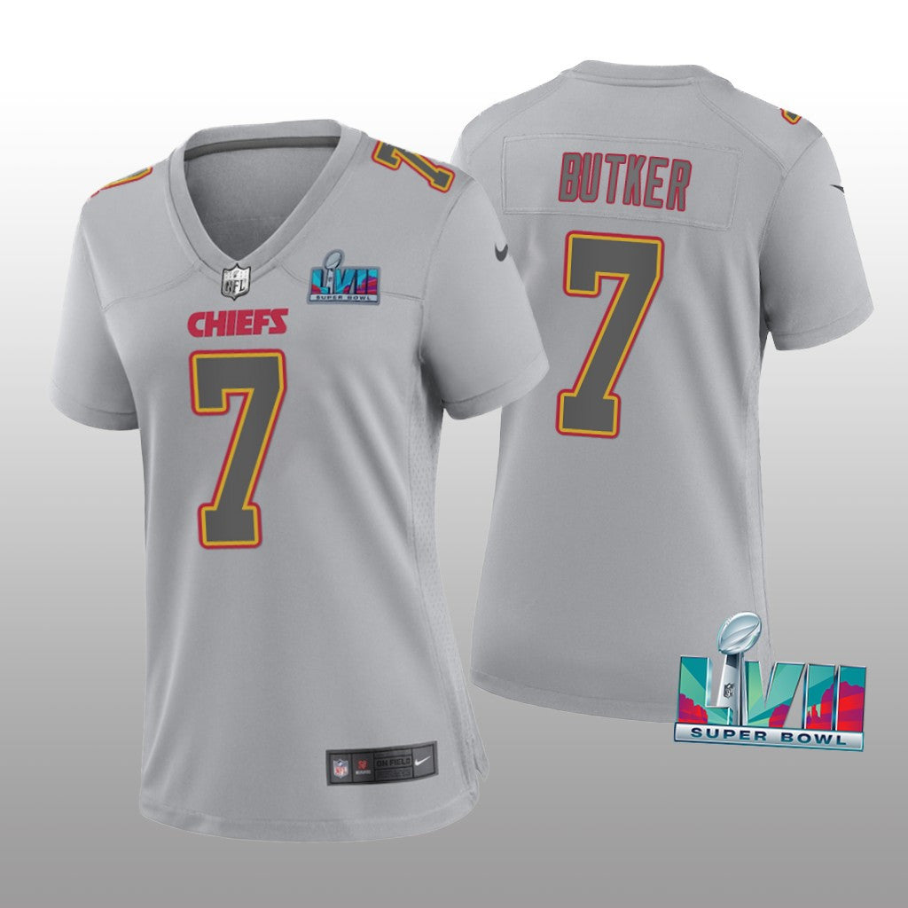 Kansas City Chiefs Harrison Butker Gray Atmosphere Jersey Super Bowl LVII Women's