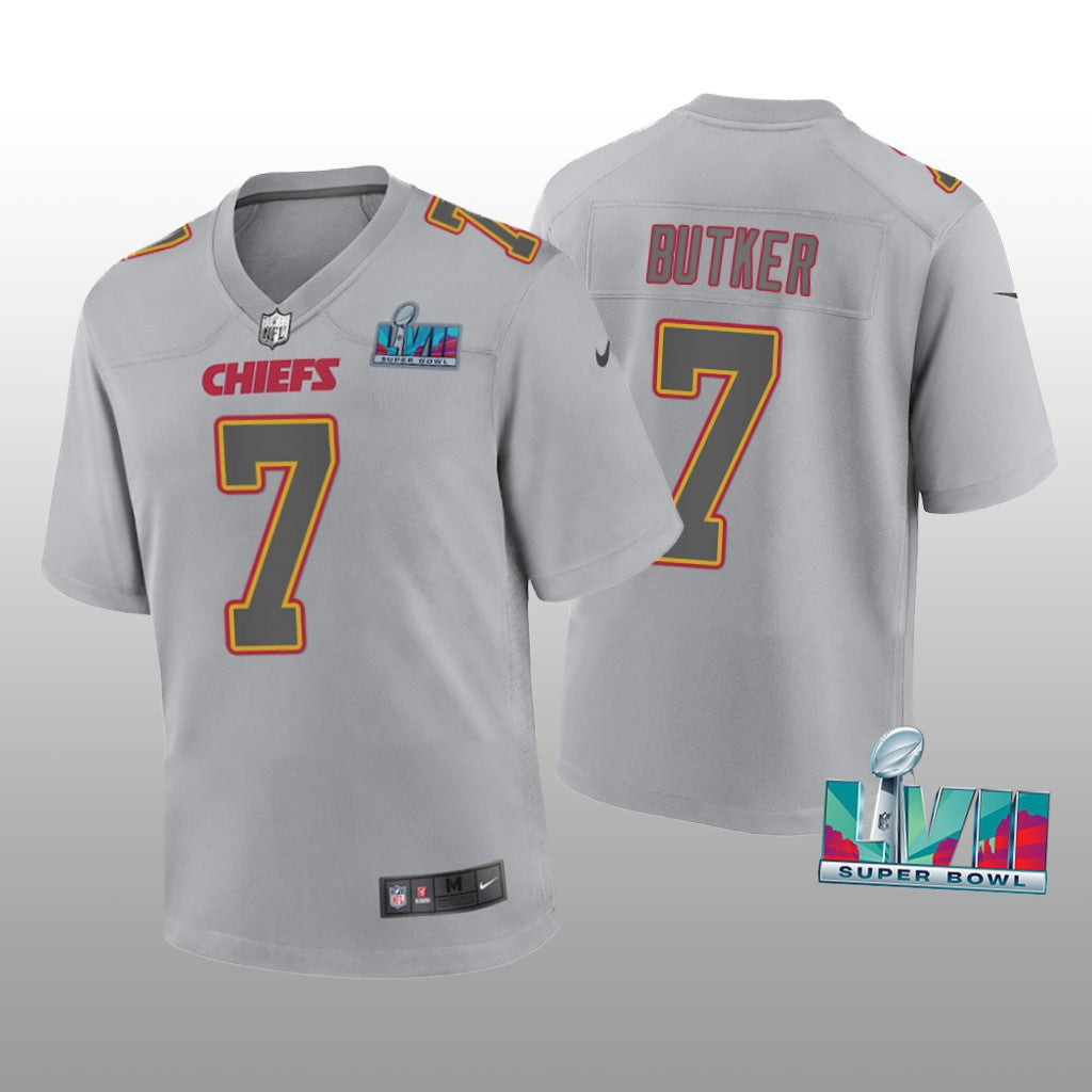 Kansas City Chiefs Harrison Butker Gray Atmosphere Jersey Super Bowl LVII Youth
