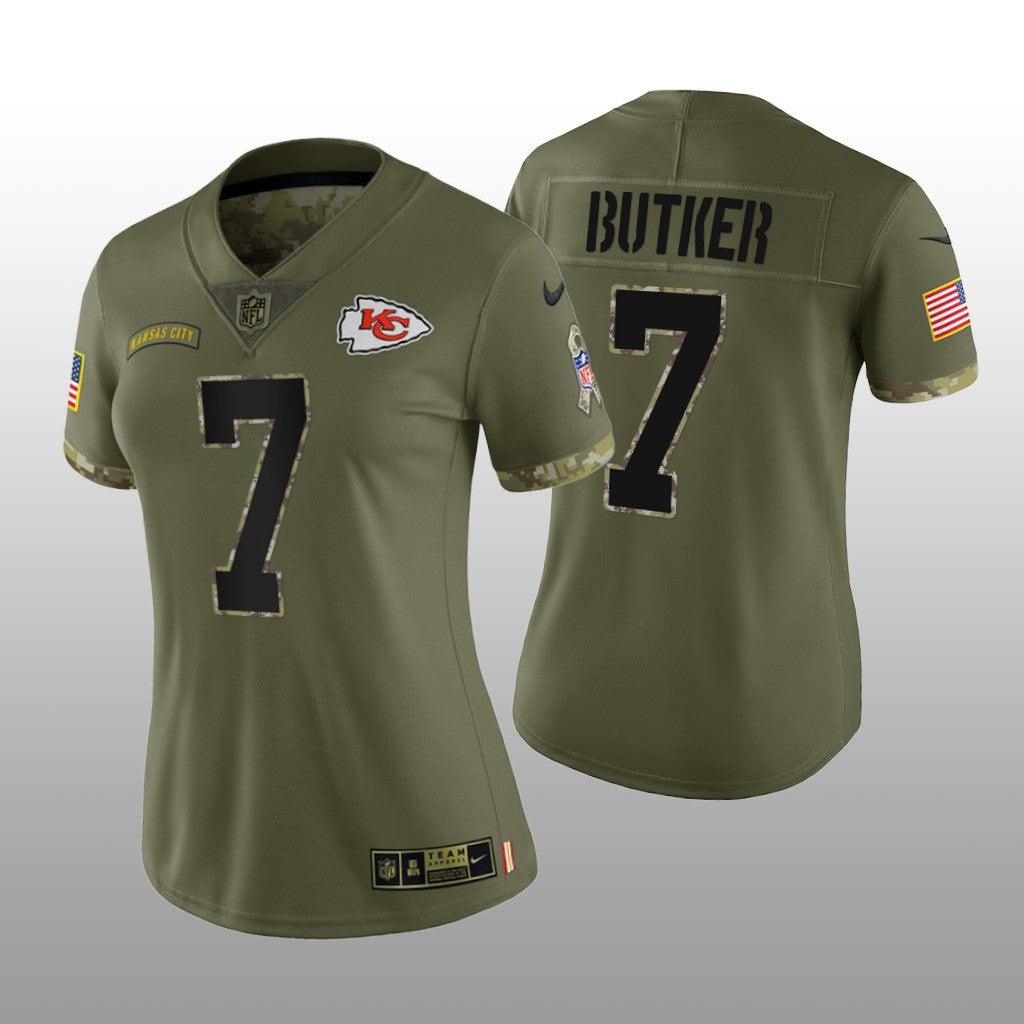 Kansas City Chiefs Harrison Butker Olive Limited Jersey Salute To Service Women's