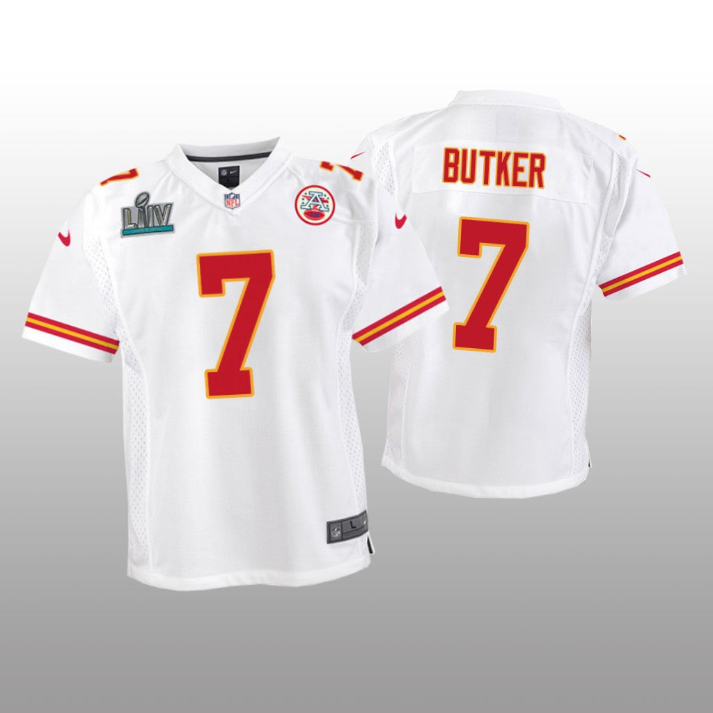 Kansas City Chiefs Harrison Butker White Game Jersey Super Bowl LIV Youth