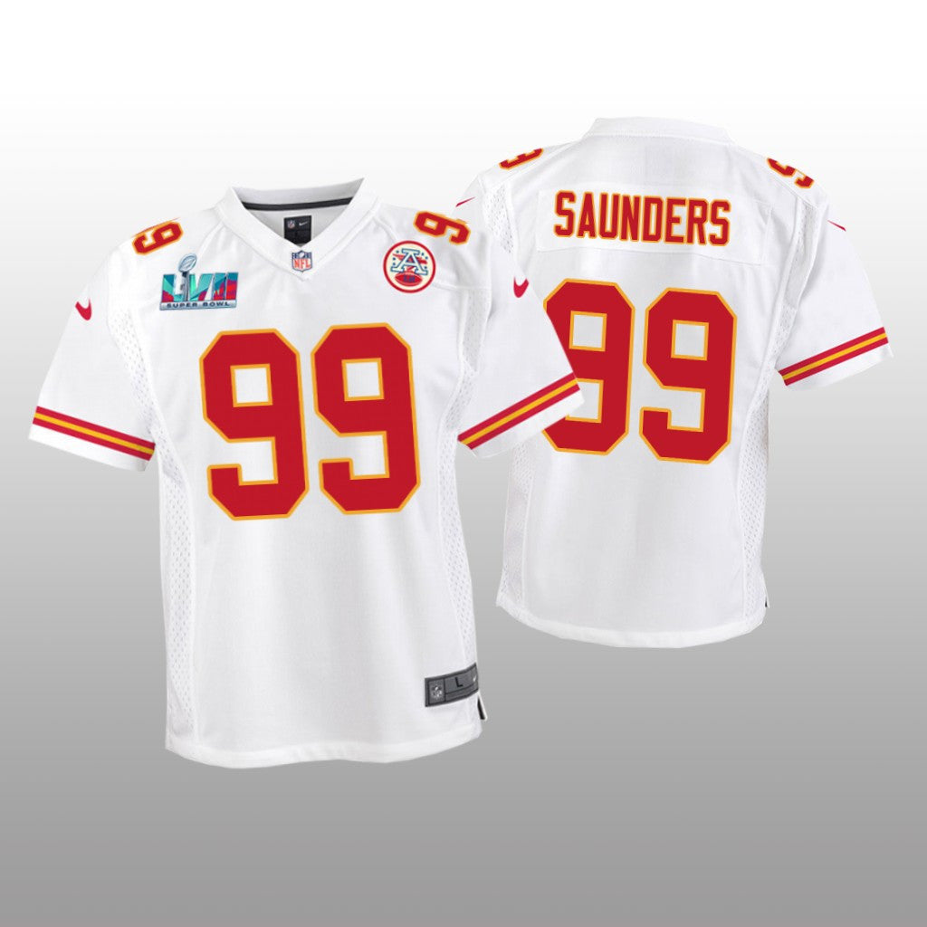 Kansas City Chiefs Khalen Saunders White Game Jersey Super Bowl LVII Youth