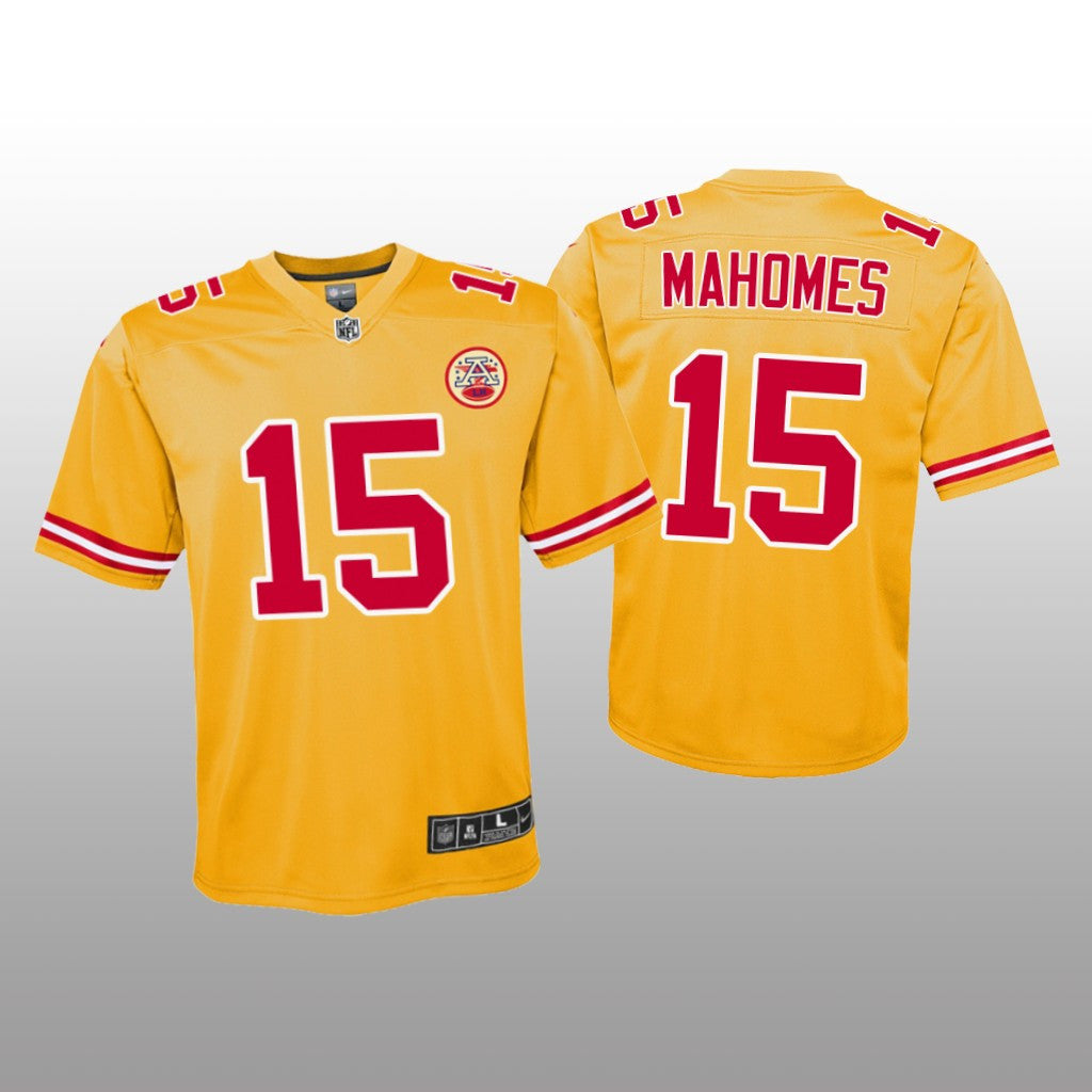 Kansas City Chiefs Patrick Mahomes Gold Jersey Inverted Game Youth