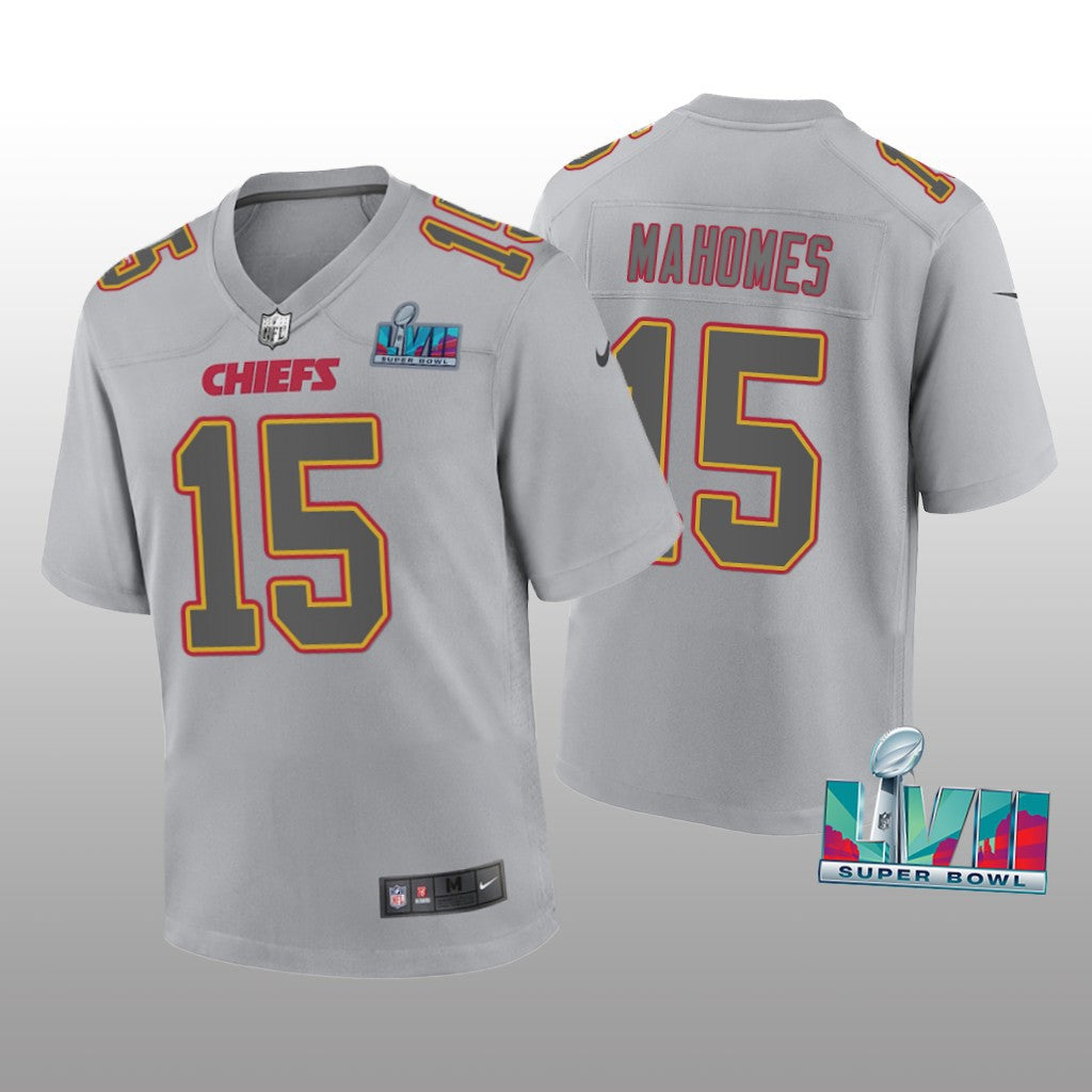 Kansas City Chiefs Patrick Mahomes Gray Atmosphere Jersey Super Bowl LVII Youth