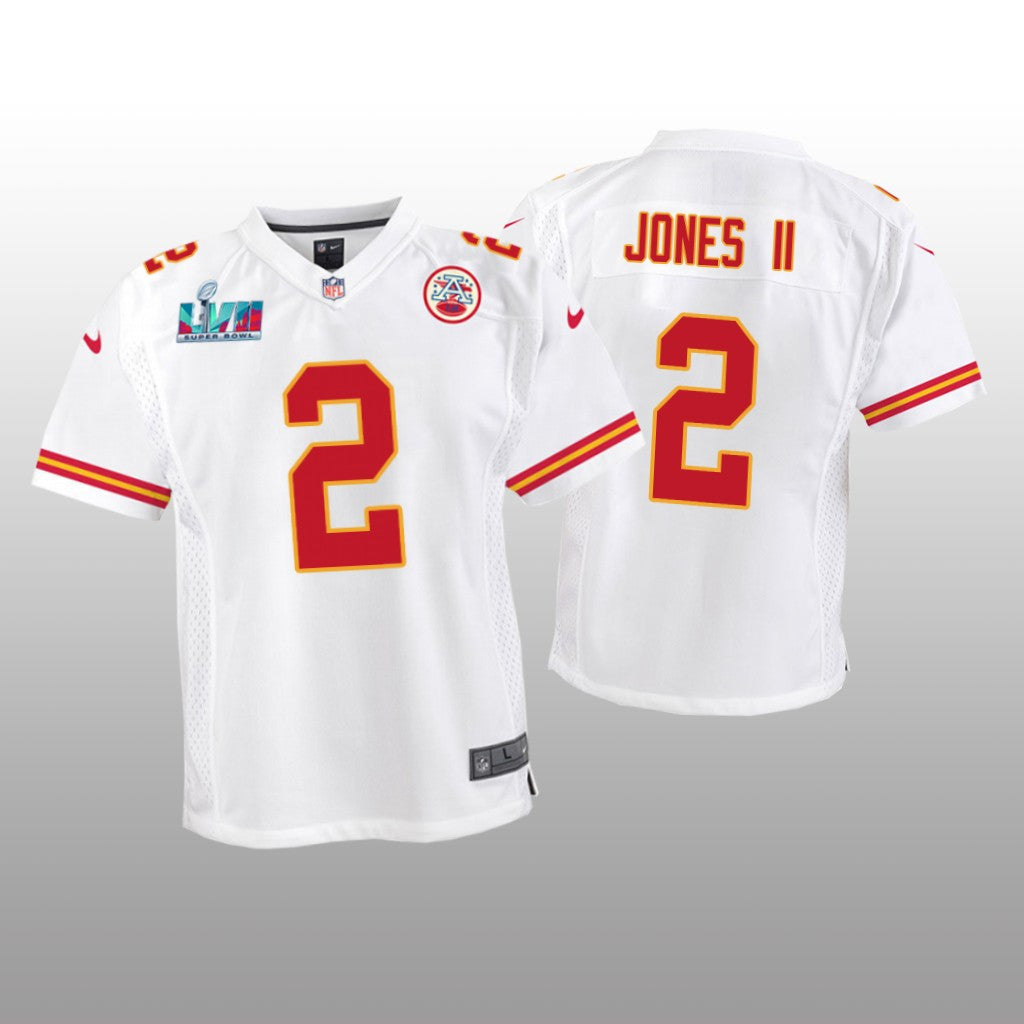 Kansas City Chiefs Ronald Jones II White Game Jersey Super Bowl LVII Youth