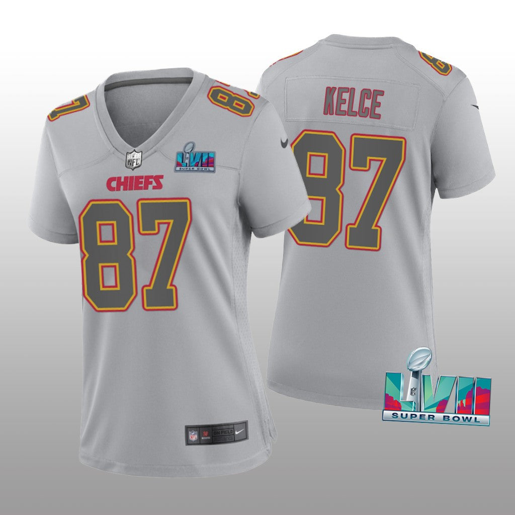 Kansas City Chiefs Travis Kelce Gray Atmosphere Jersey Super Bowl LVII Women's