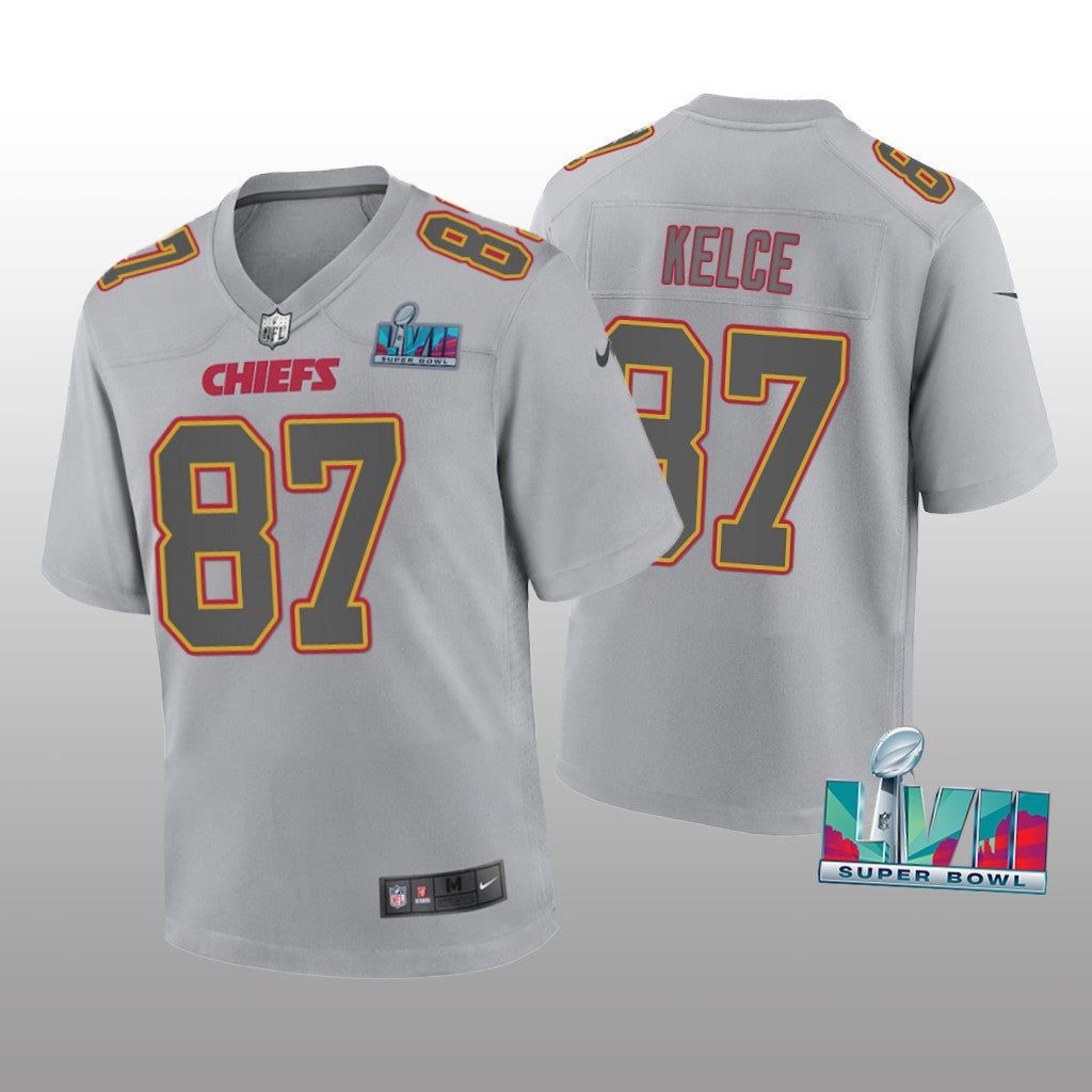 Kansas City Chiefs Travis Kelce Gray Atmosphere Jersey Super Bowl LVII Youth