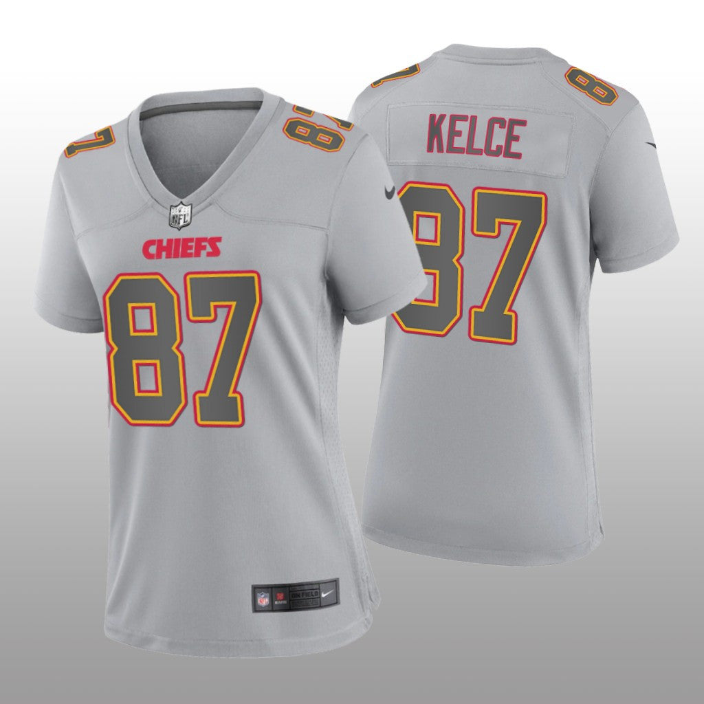 Kansas City Chiefs Travis Kelce Gray Jersey Atmosphere Fashion Game Women's