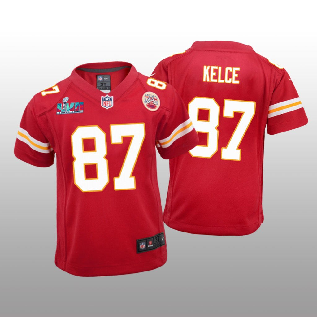 Kansas City Chiefs Travis Kelce Red Game Jersey Super Bowl LVII Youth