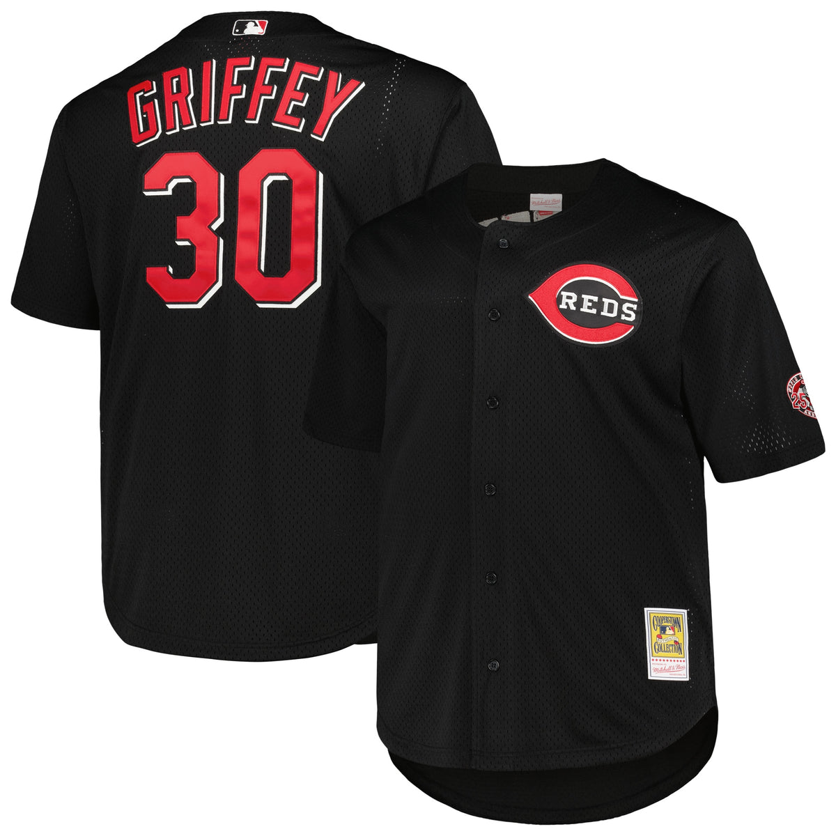 Ken Griffey Jr. Cincinnati Reds Mitchell Ness Big Tall Cooperstown Collection Batting Practice Replica Jersey Black
