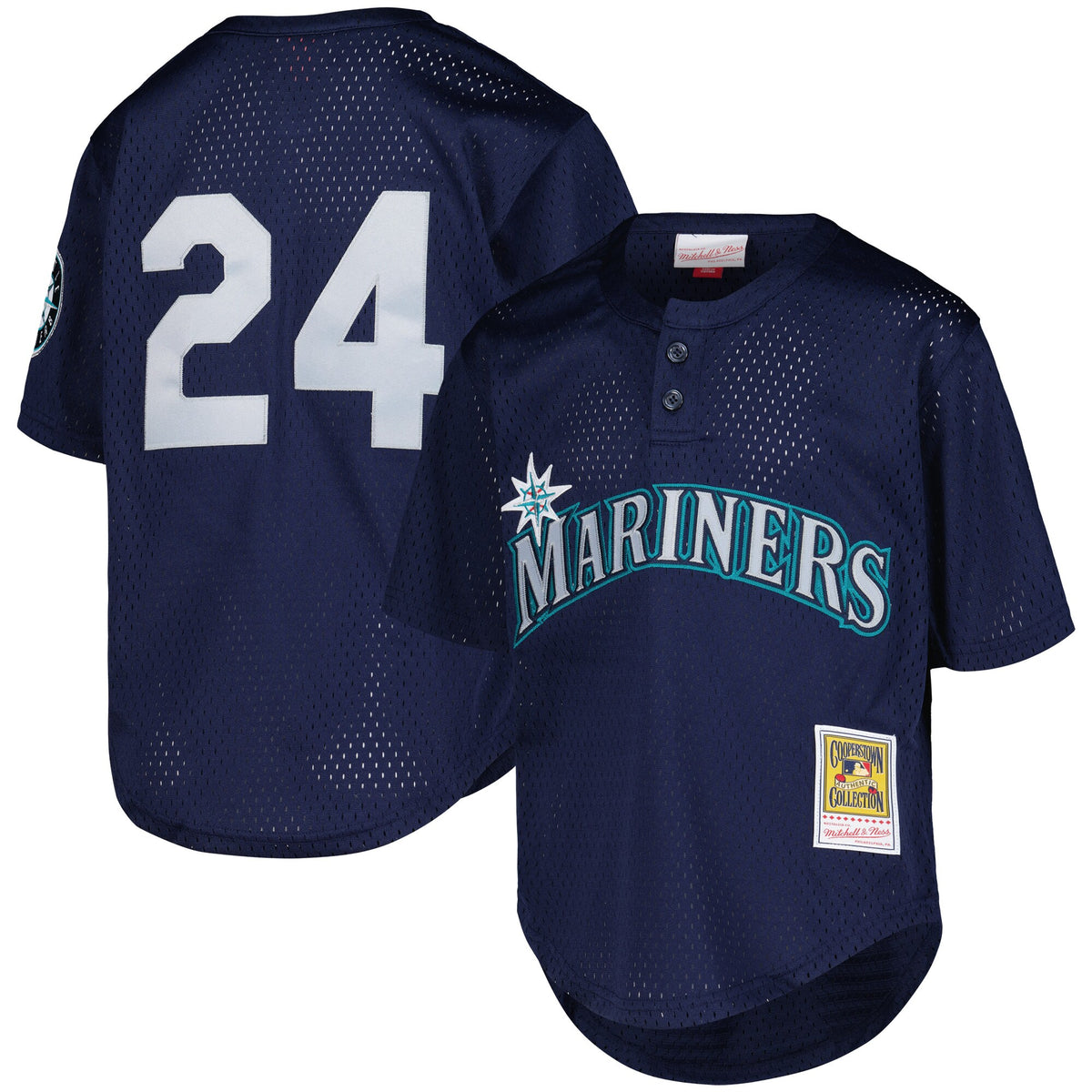 Ken Griffey Jr. Seattle Mariners Mitchell Ness Youth Cooperstown Collection Mesh Batting Practice Jersey Navy