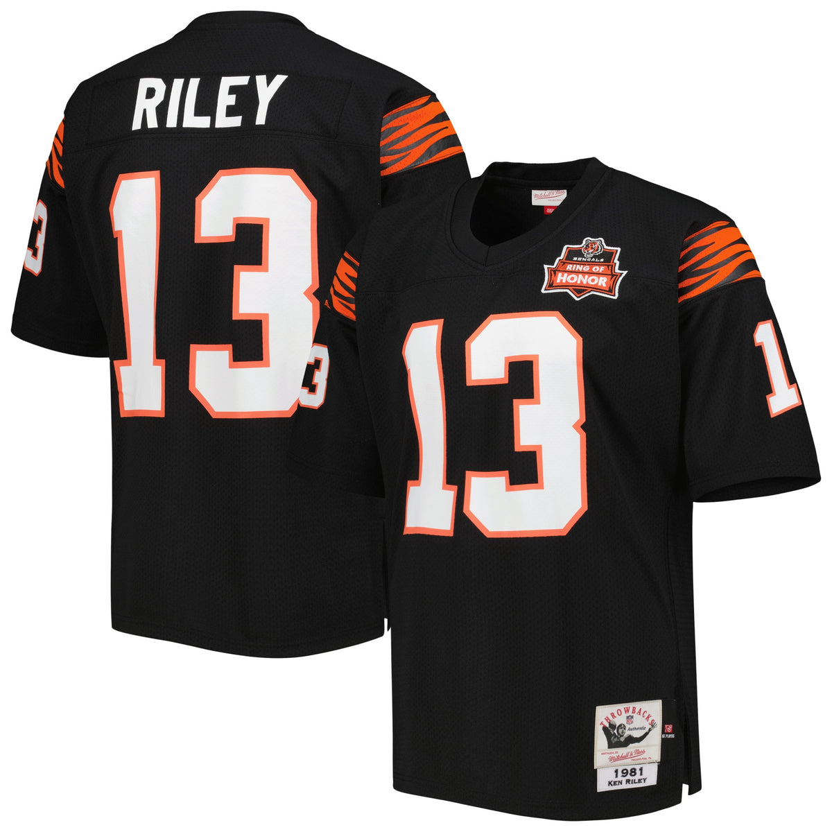 Ken Riley Cincinnati Bengals 1981 Mitchell Ness Authentic Throwback Retired Player Jersey Black