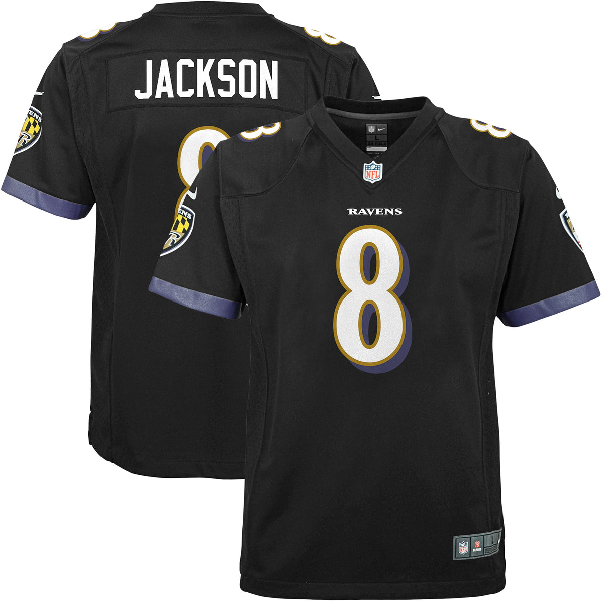 Lamar Jackson Baltimore Ravens Nike Youth Game Jersey Black