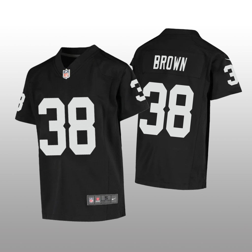 Las Vegas Raiders Brittain Brown Black Jersey Game Youth
