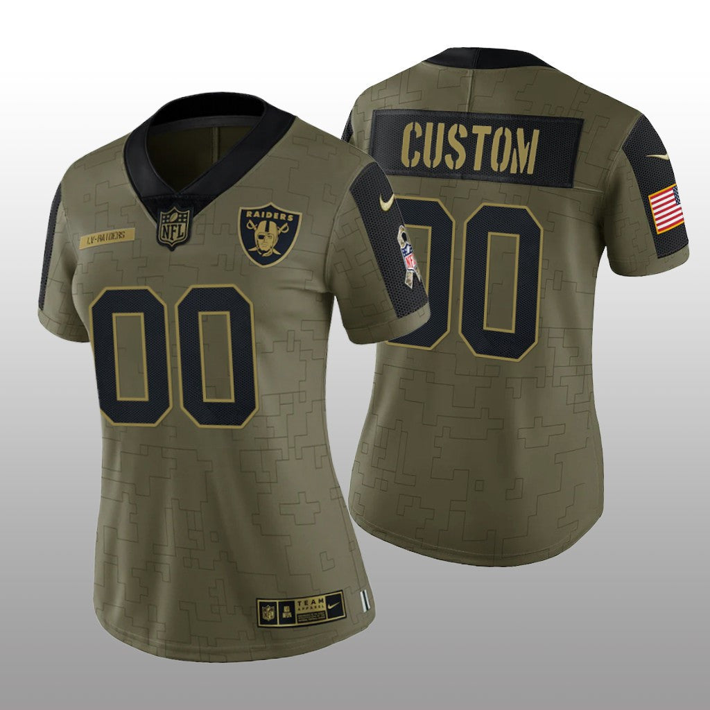 Las Vegas Raiders Custom Olive Limited Jersey Salute To Service Women's