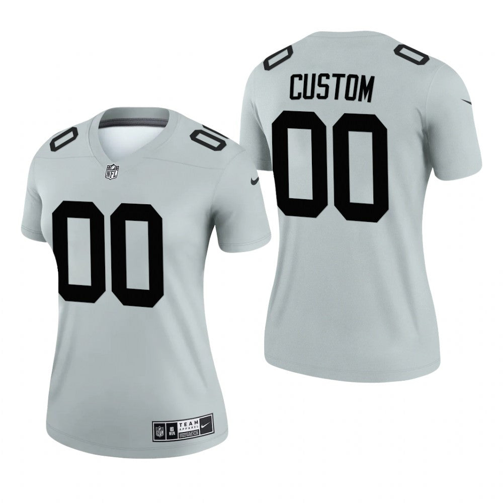 Las Vegas Raiders Custom Silver Jersey Inverted Legend Women's
