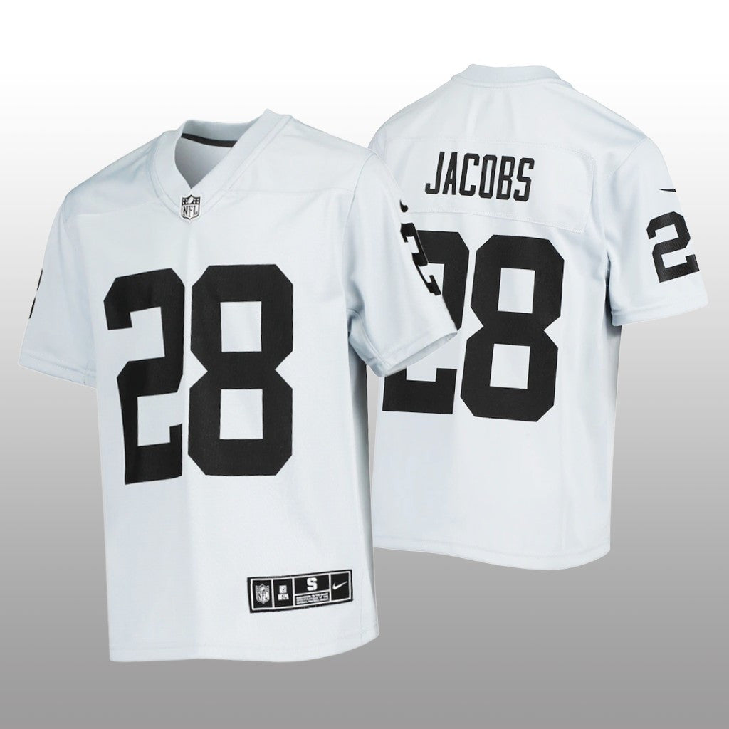 Las Vegas Raiders Josh Jacobs Silver Jersey Inverted Game Youth