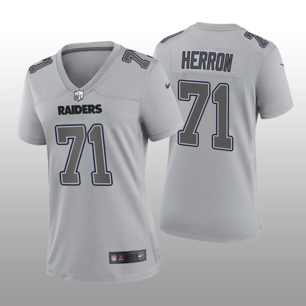 Las Vegas Raiders Justin Herron Gray Jersey Atmosphere Fashion Game Women's