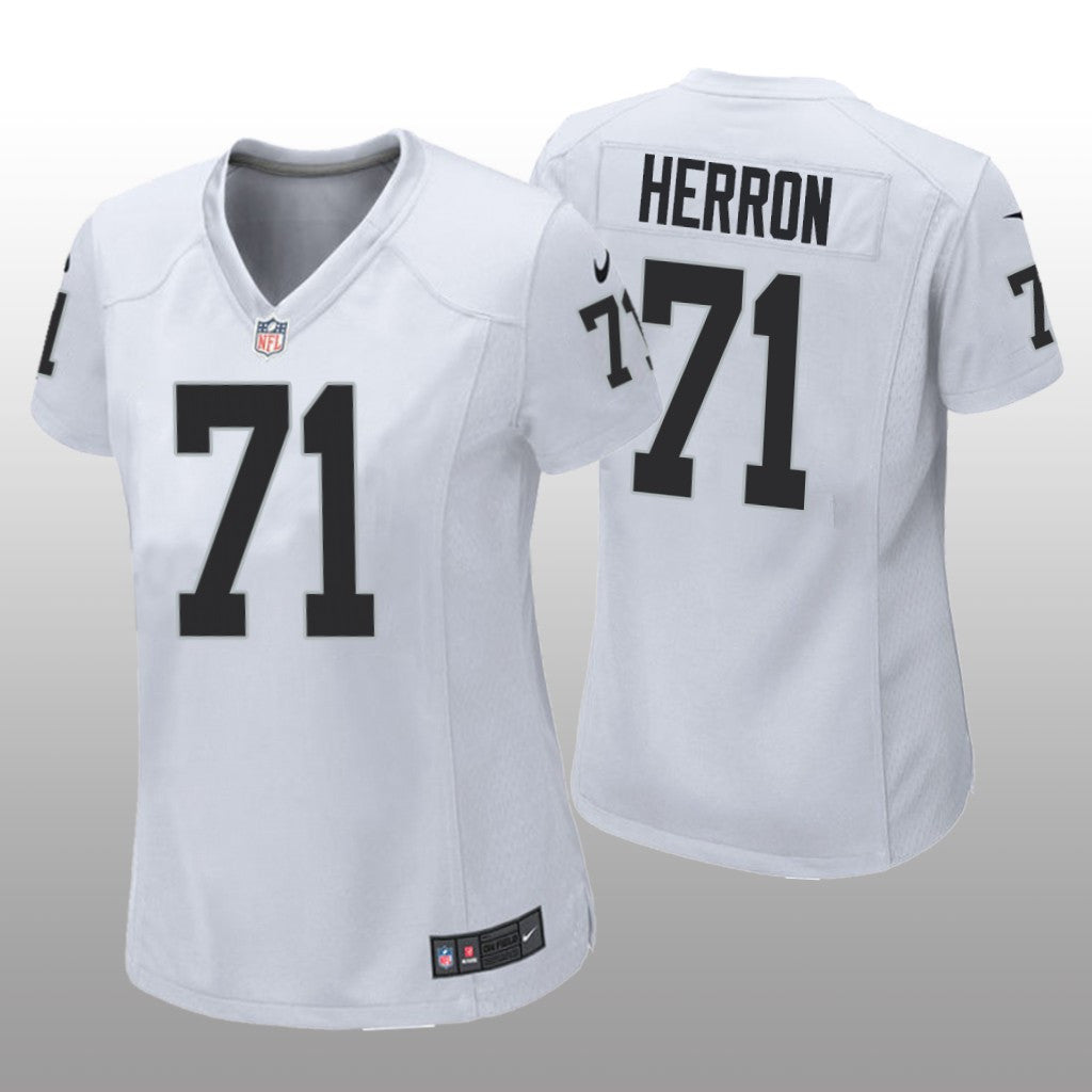 Las Vegas Raiders Justin Herron White Jersey Game Women's