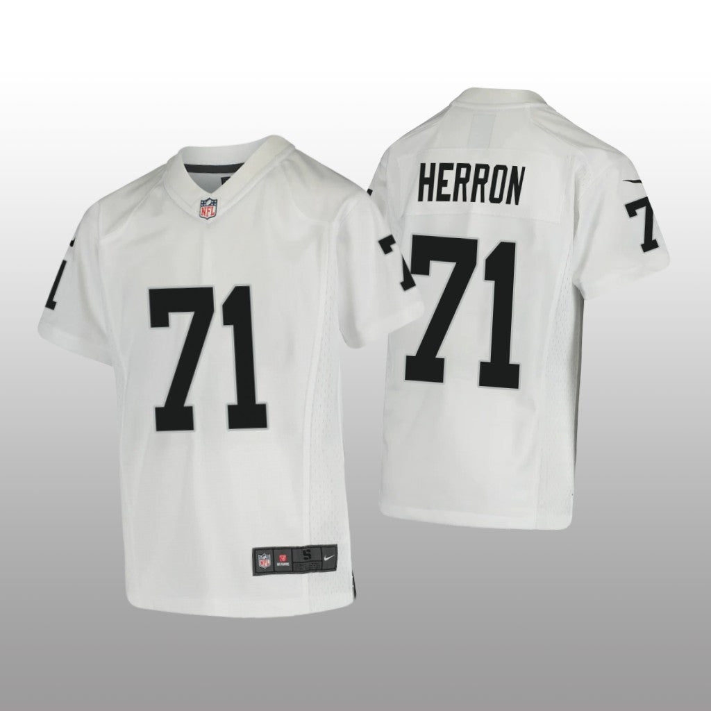 Las Vegas Raiders Justin Herron White Jersey Game Youth