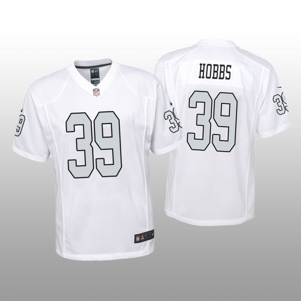 Las Vegas Raiders Nate Hobbs White Jersey Color Rush Game Youth