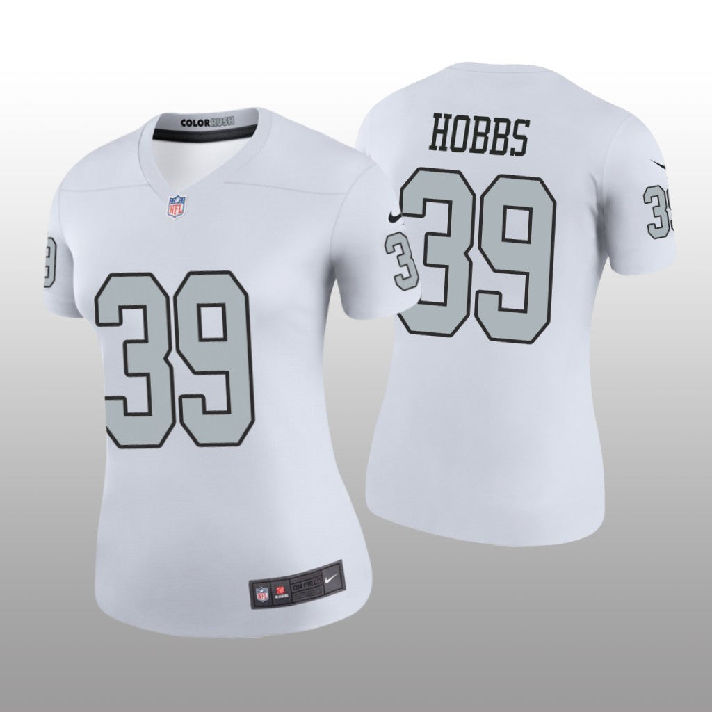 Las Vegas Raiders Nate Hobbs White Jersey Color Rush Legend Women's