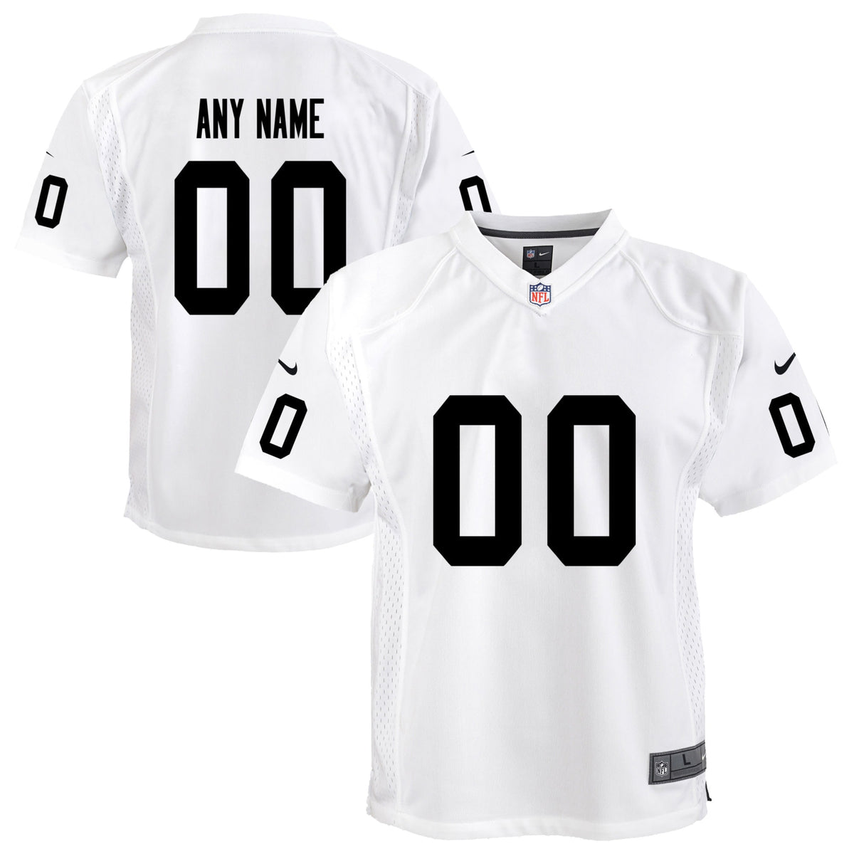 Las Vegas Raiders Nike Youth Team Custom Game Jersey White