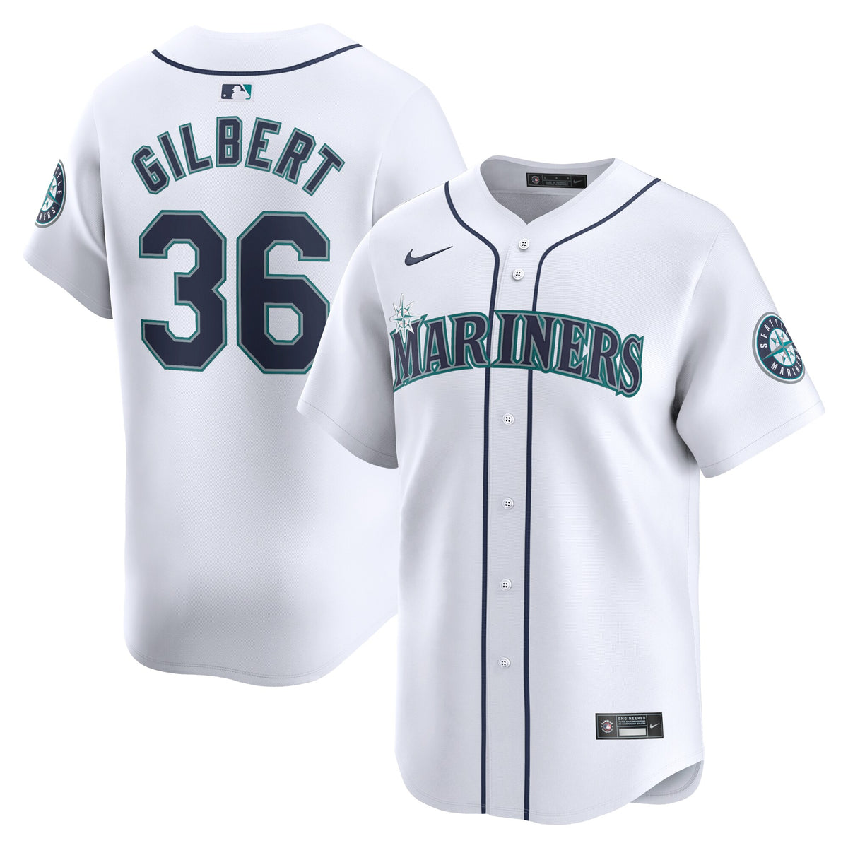 Logan Gilbert Seattle Mariners Nike Home Limited Player Jersey White